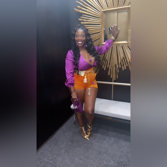 Orange/Purple Silk Romper - Picture 3 of 3